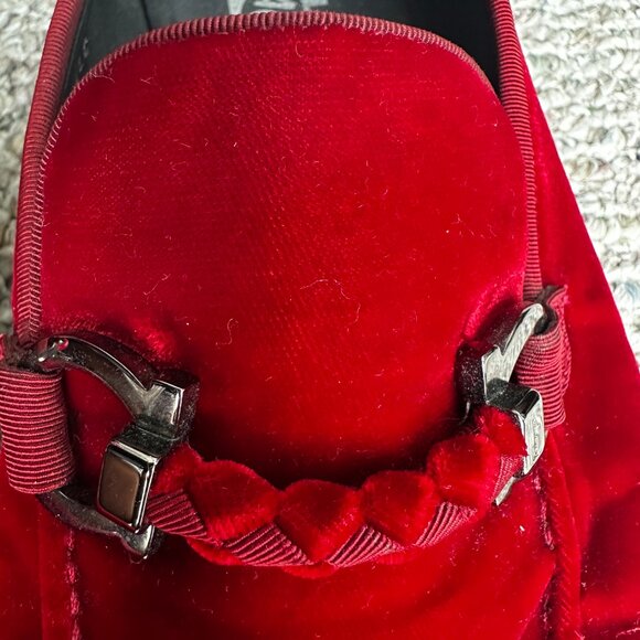 Salvatore Ferragamo Red Velvet Gancini Loafers
